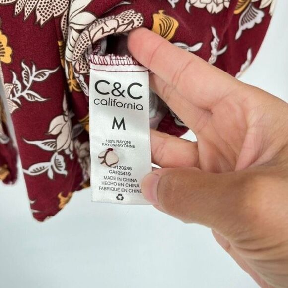 C&C California Floral‎ Blouse Medium Fall Autumn Colors Flowy Loose Bohemian - Picture 4 of 9